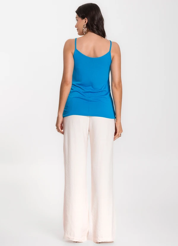 Infinita Cor - Blusa de Alça em Visco Tricot Azul 4