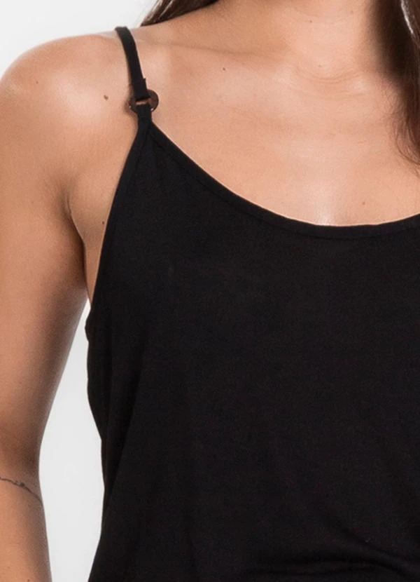 Infinita Cor - Blusa de Alça em Visco Tricot Preto 4