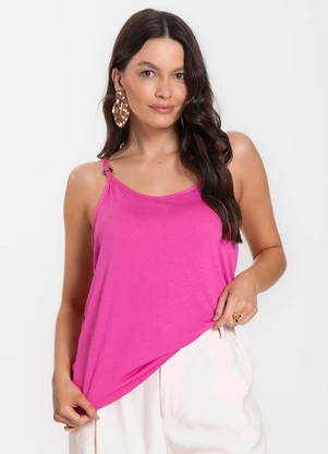 Infinita Cor - Blusa de Alça em Visco Tricot Rosa - INFINITA COR