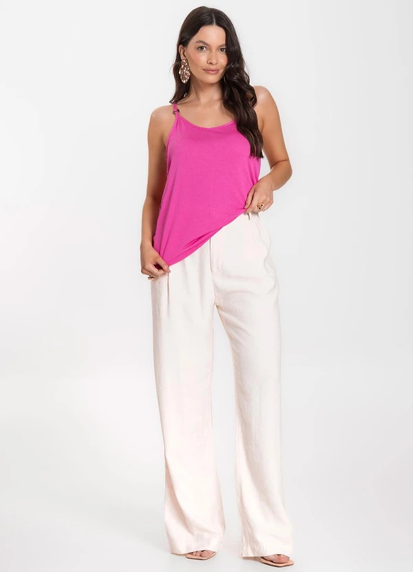 Infinita Cor - Blusa de Alça em Visco Tricot Rosa 3