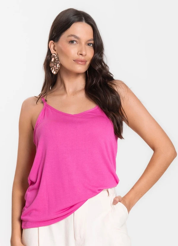 Infinita Cor - Blusa de Alça em Visco Tricot Rosa 4