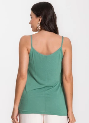 Infinita Cor - Blusa de Alça em Visco Tricot Verde - INFINITA COR