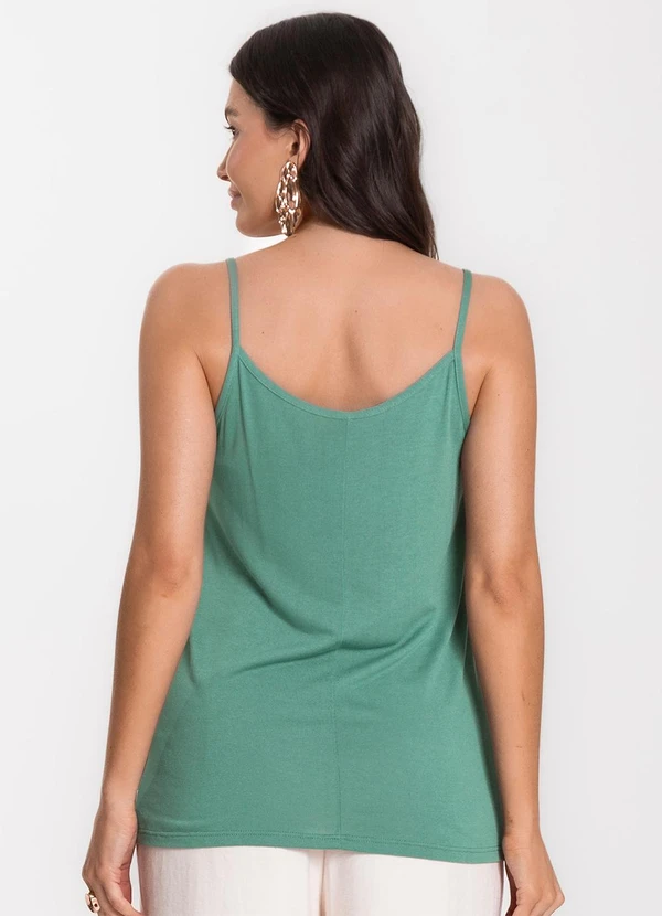 Infinita Cor - Blusa de Alça em Visco Tricot Verde 2