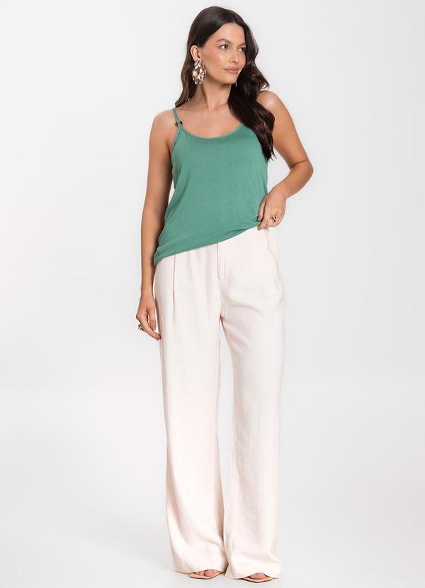 Infinita Cor - Blusa de Alça em Visco Tricot Verde 3