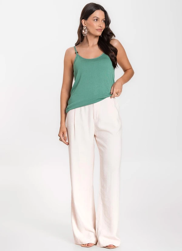 Infinita Cor - Blusa de Alça em Visco Tricot Verde 3