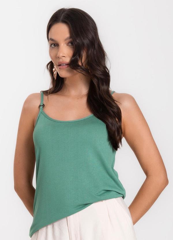 Infinita Cor - Blusa de Alça em Visco Tricot Verde 4
