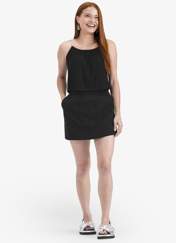 Minty - Blusa de Alça em Viscose Maquinetada Preto 2