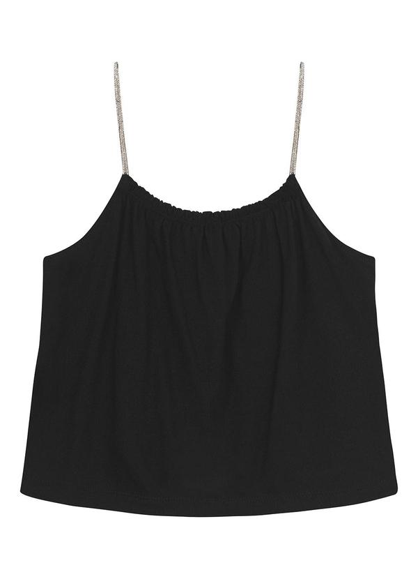 Minty - Blusa de Alça em Viscose Maquinetada Preto 3