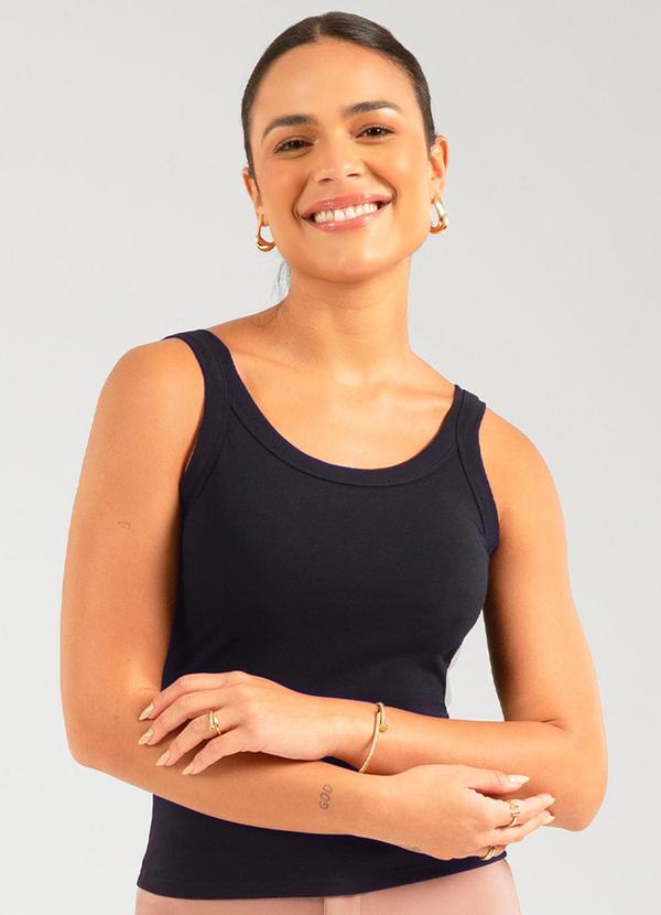 Cativa - Blusa de Alça Essencial em Cotton Preto