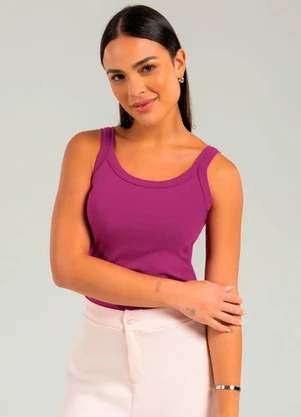 Cativa - Blusa de Alça Essencial em Cotton Roxo - CATIVA