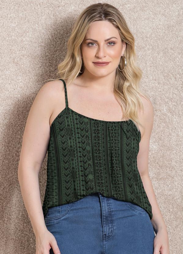 Quintess - Blusa de Alça Étnico Verde 6