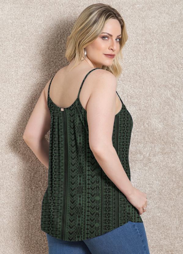 Quintess - Blusa de Alça Étnico Verde 7
