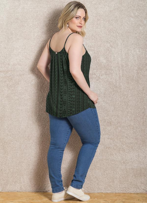 Quintess - Blusa de Alça Étnico Verde 9