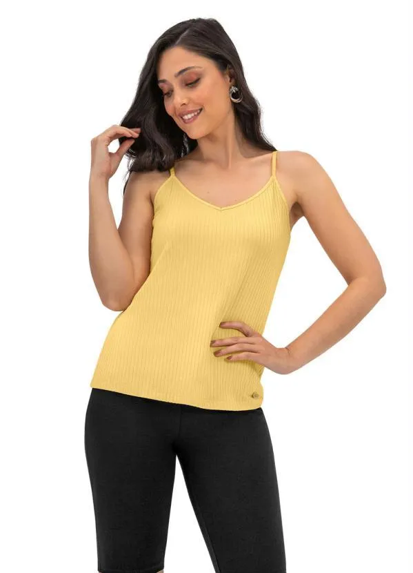Rovitex - Blusa de Alça Feminina Básica Amarelo
