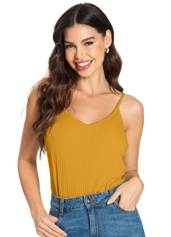 Rovitex - Blusa de Alça Feminina Básica Amarelo