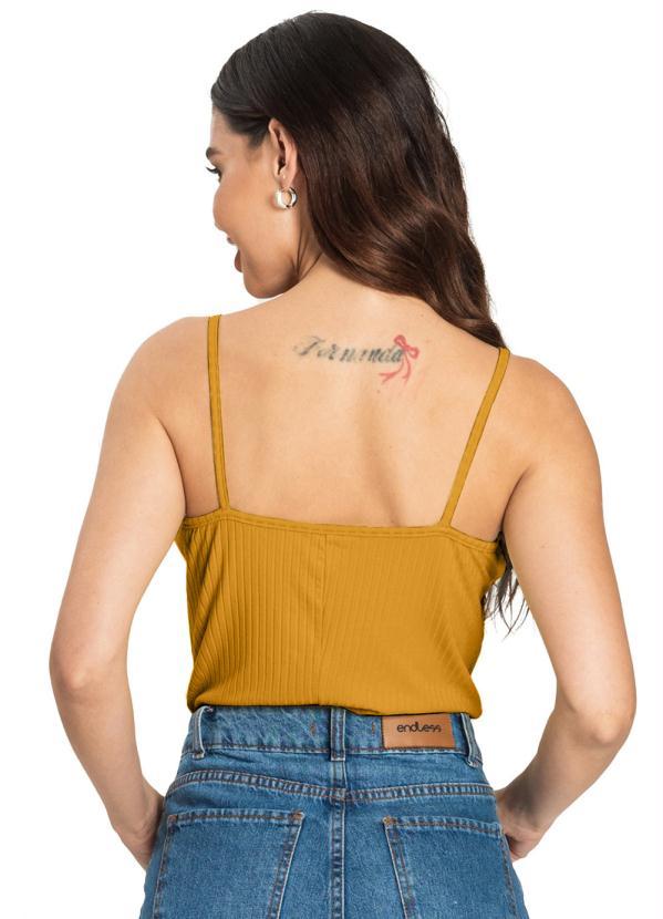 Rovitex - Blusa de Alça Feminina Básica Amarelo 2