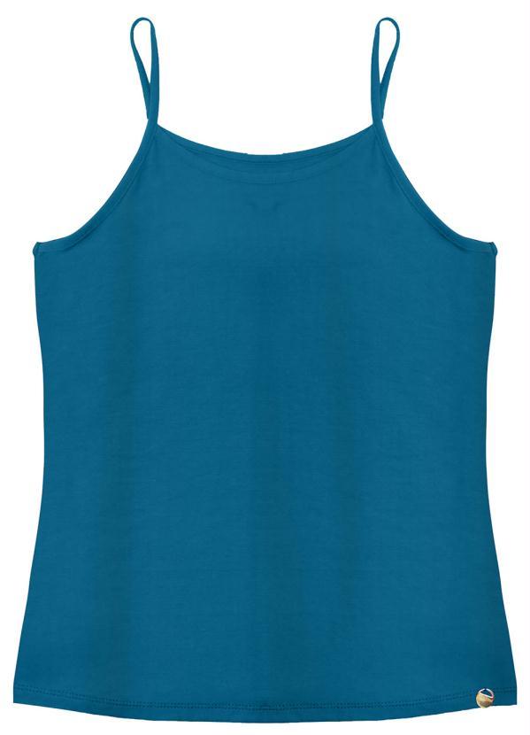 Rovitex - Blusa de Alça Feminina Básica Azul