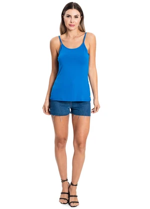 Rovitex - Blusa de Alça Feminina Básica Azul - ROVITEX
