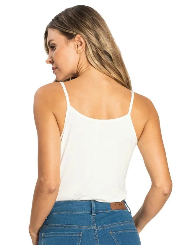 Rovitex - Blusa de Alça Feminina Básica Bege 2