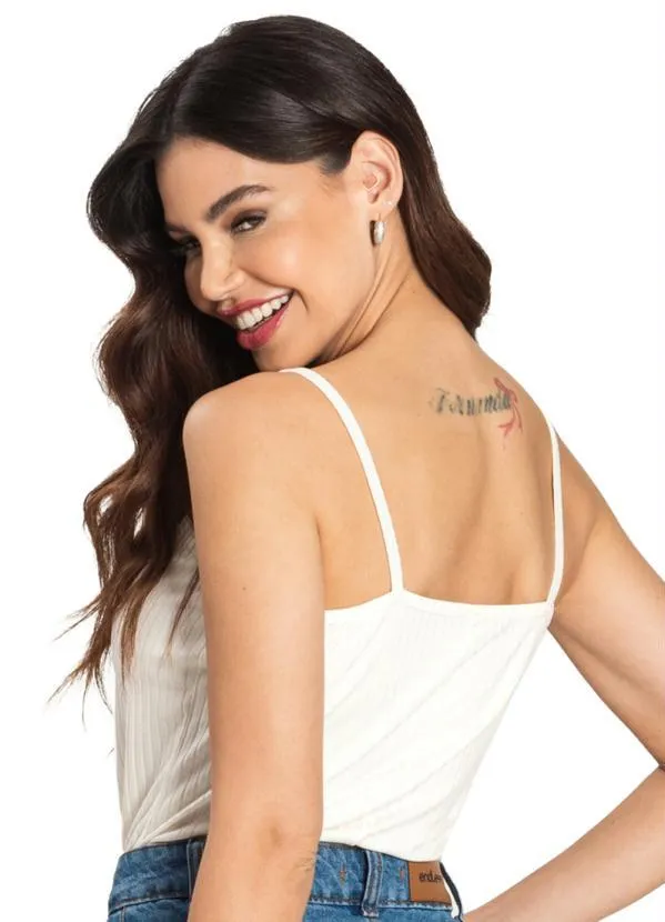 Rovitex - Blusa de Alça Feminina Básica Bege 2