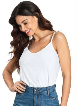 Rovitex - Blusa de Alça Feminina Básica Branco - ROVITEX