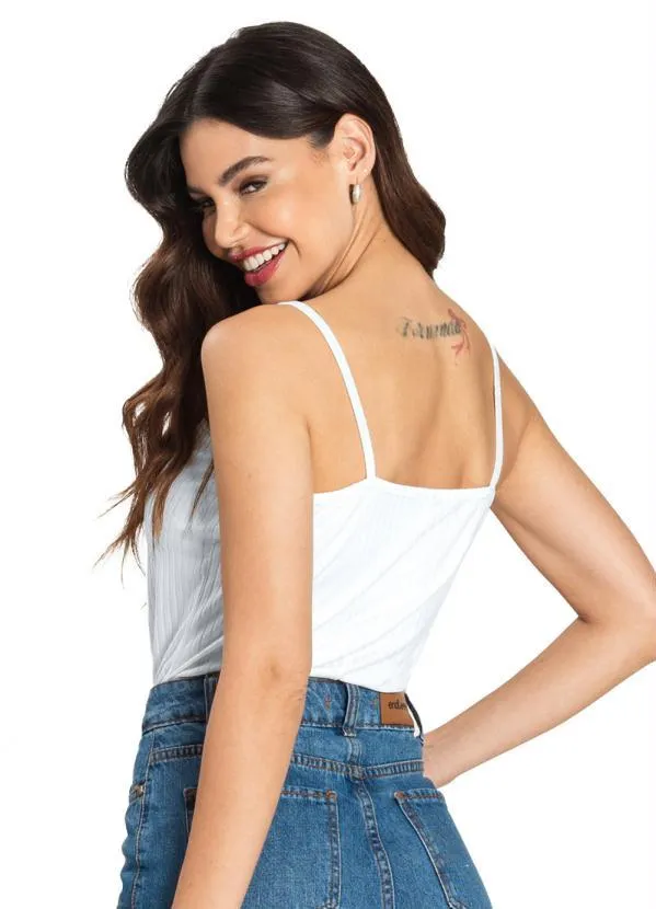 Rovitex - Blusa de Alça Feminina Básica Branco 2