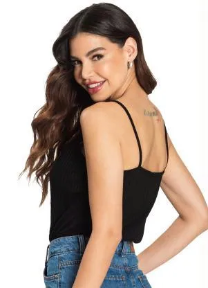 Rovitex - Blusa de Alça Feminina Básica Preto - ROVITEX