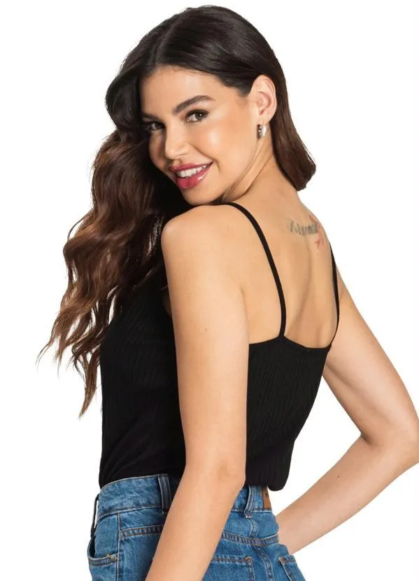 Rovitex - Blusa de Alça Feminina Básica Preto 2