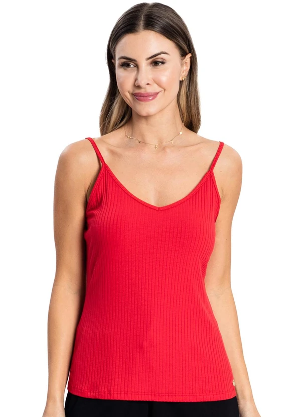 Rovitex - Blusa de Alça Feminina Básica Vermelho
