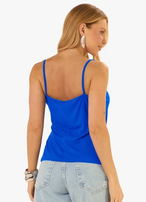Rovitex - Blusa de Alça Feminina Canelada Azul - ROVITEX