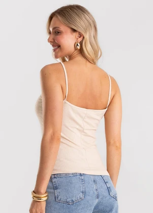 Rovitex - Blusa de Alça Feminina Canelada Bege - ROVITEX