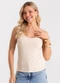 Rovitex - Blusa de Alça Feminina Canelada Branco - variação: Bege