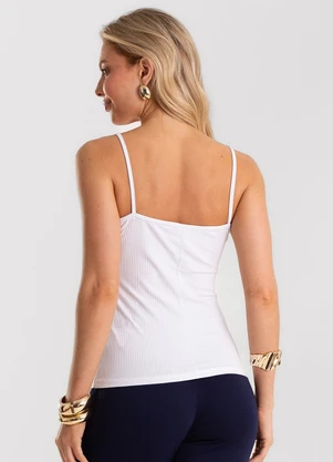 Rovitex - Blusa de Alça Feminina Canelada Branco - ROVITEX