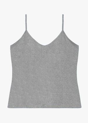 Rovitex - Blusa de Alça Feminina Canelada Cinza - ROVITEX
