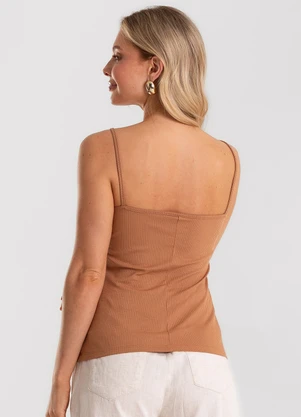 Rovitex - Blusa de Alça Feminina Canelada Marrom - ROVITEX