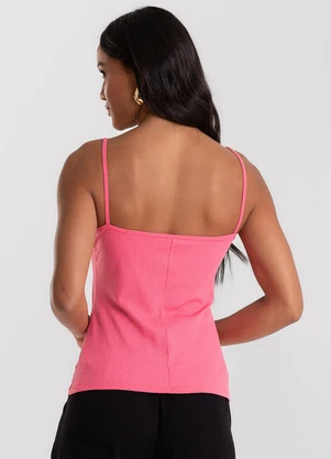 Rovitex - Blusa de Alça Feminina Canelada Rosa - ROVITEX