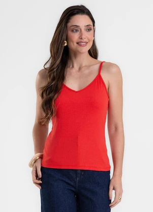 Rovitex - Blusa de Alça Feminina Canelada Vermelho - ROVITEX