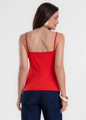 Rovitex - Blusa de Alça Feminina Canelada Vermelho - ROVITEX