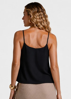 Rovitex - Blusa de Alça Feminina com Aviamento Preto - ROVITEX