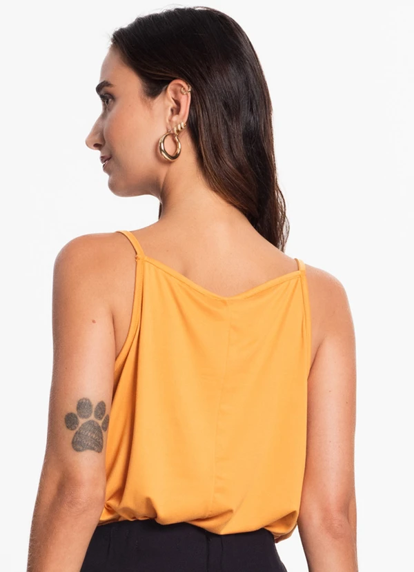 Rovitex - Blusa de Alça Feminina com Babado na Marrom 2