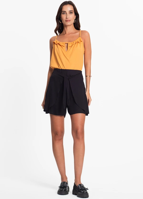 Rovitex - Blusa de Alça Feminina com Babado na Marrom 3