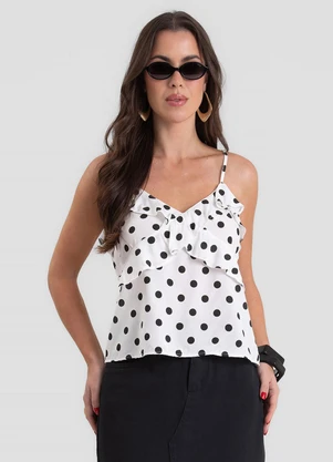 Dianna - Blusa de Alça Feminina com Estampa Poá Bege - DIANNA