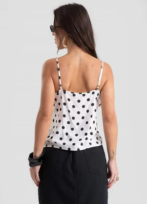 Dianna - Blusa de Alça Feminina com Estampa Poá Bege - DIANNA