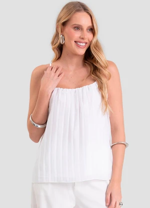 Dianna - Blusa de Alça Feminina em Chiffon Plissado Bege - DIANNA