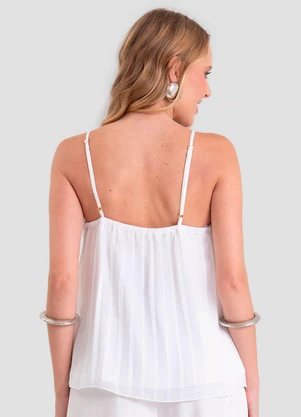 Dianna - Blusa de Alça Feminina em Chiffon Plissado Bege - DIANNA