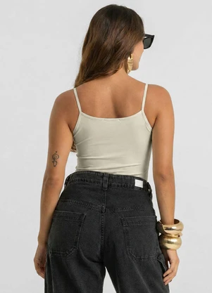 Dianna - Blusa de Alça Feminina em Poliamida Bege - DIANNA