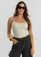 Dianna - Blusa de Alça Feminina em Poliamida Marrom - variação: Bege