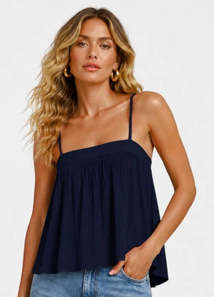 Endless - Blusa de Alça Feminina em Ribana Canelada Azul - ENDLESS