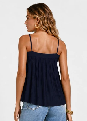 Endless - Blusa de Alça Feminina em Ribana Canelada Azul - ENDLESS