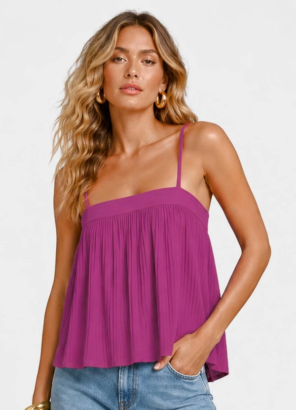 Endless - Blusa de Alça Feminina em Ribana Canelada Rosa